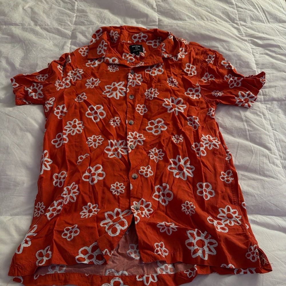 PacSun Red Floral Casual Button Down Shirt